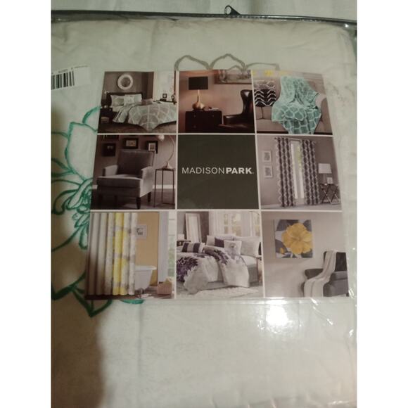 Madison  Park Reversible Floral 6 Piece Coverlet Set Aqua & Gray Full / Queen - Picture 9 of 9